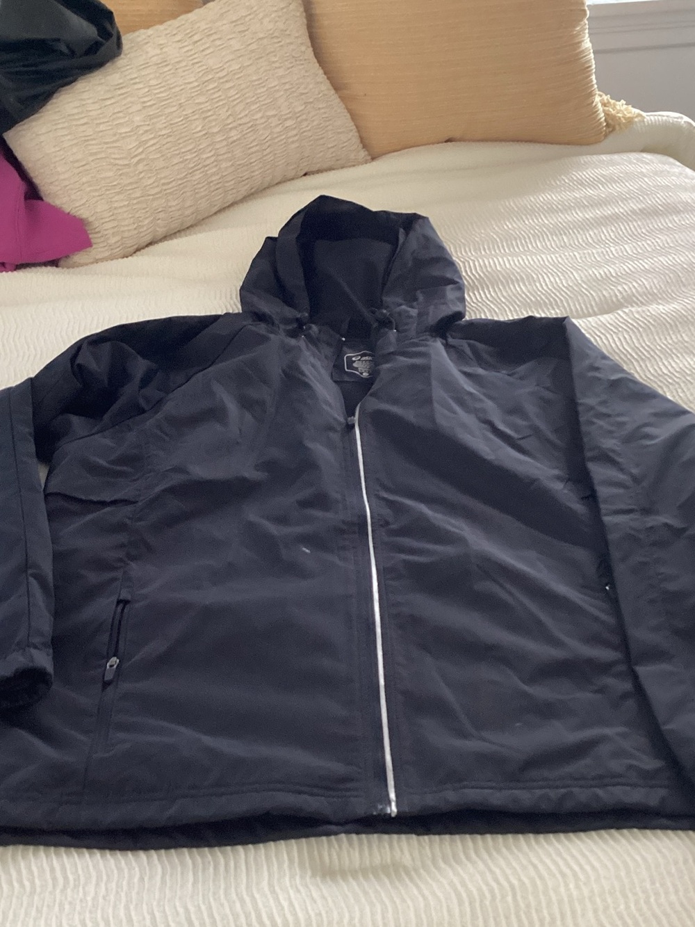 Asics Black Hooded Rain Jacket with Front Zip